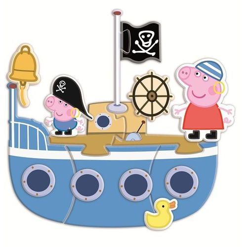Яркие цвета и обломки пиратского корабля, плывущего в пене во время купания, непременно побудят ребенка решить эту головоломку